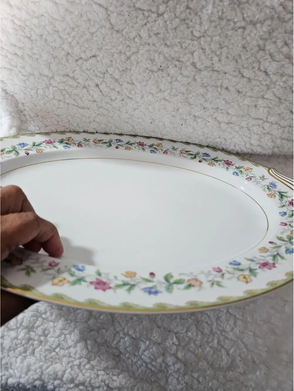 Vintage Noritake Elmhurst Platter Oval Floral Ceramic Porcelain Gold Trim 16.5" - Picture 6 of 13